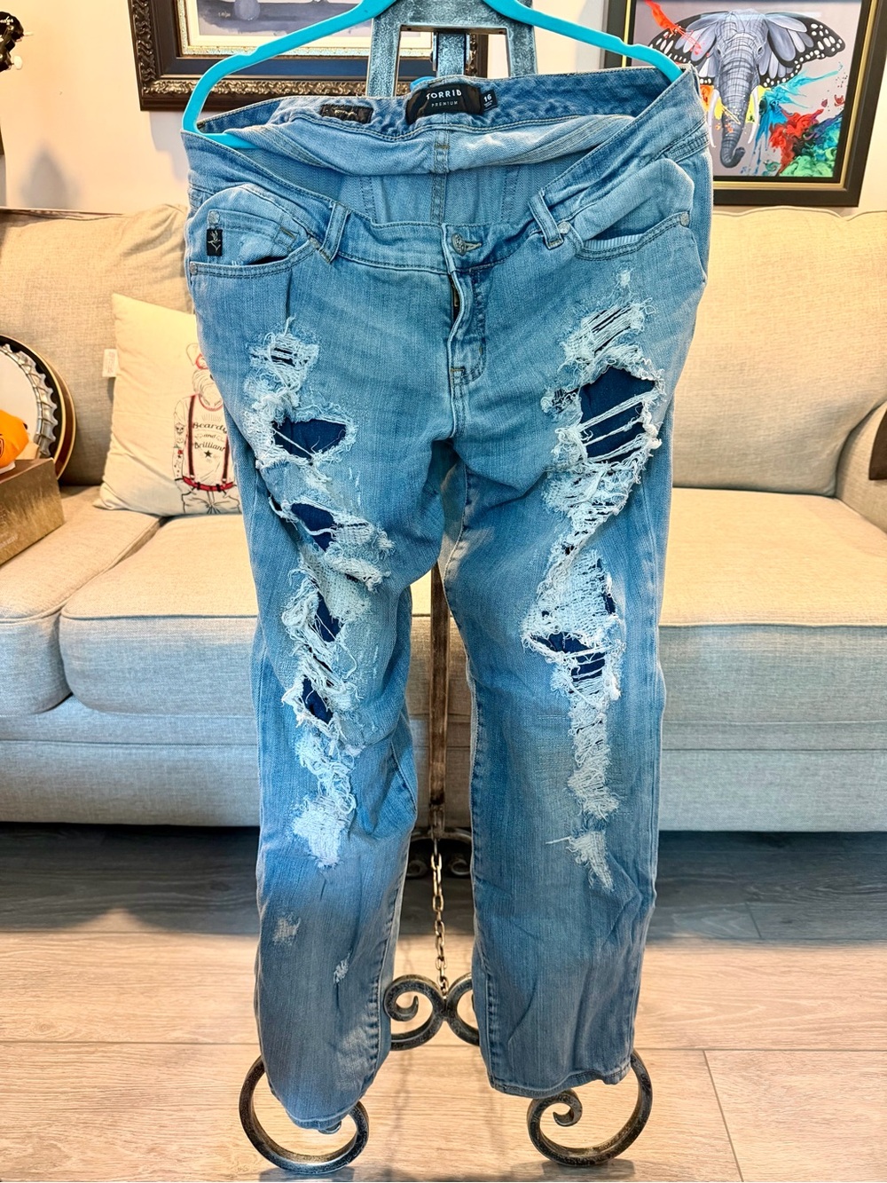 Torrid Women’s Distressed Light Blue Ripped Jeans